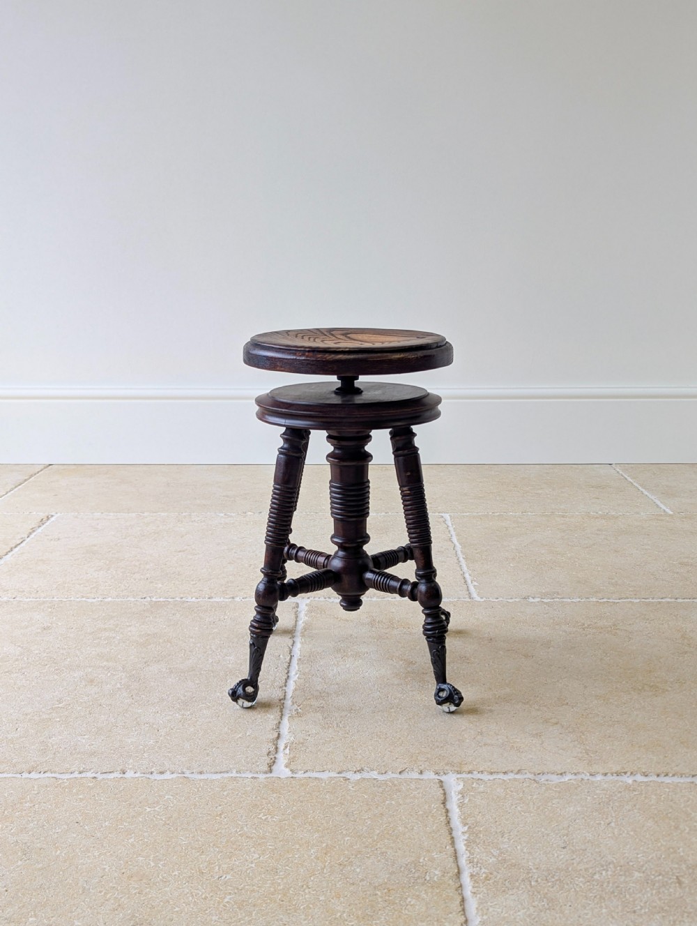 Antique Victorian American Adjustable Piano Stool c.1890 View II
