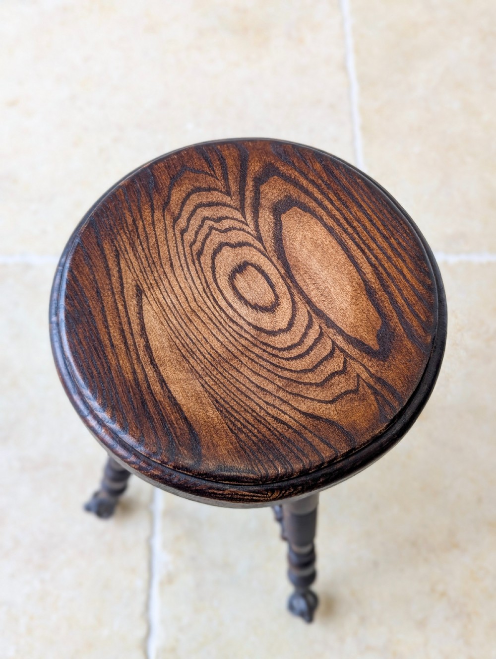Antique Victorian American Adjustable Piano Stool c.1890 View III