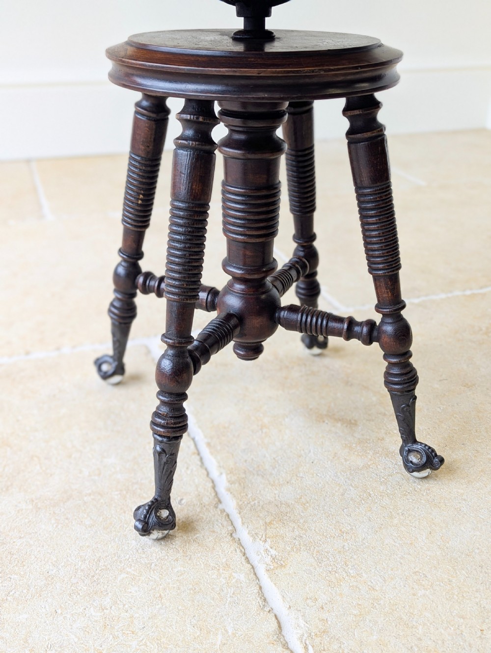 Antique Victorian American Adjustable Piano Stool c.1890 View IV