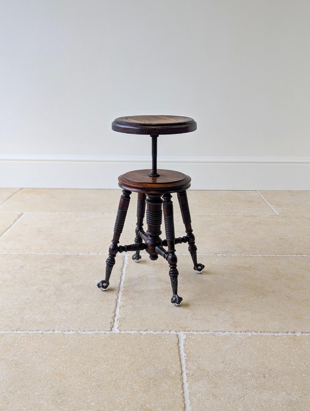 Antique Victorian American Adjustable Piano Stool c.1890 View V