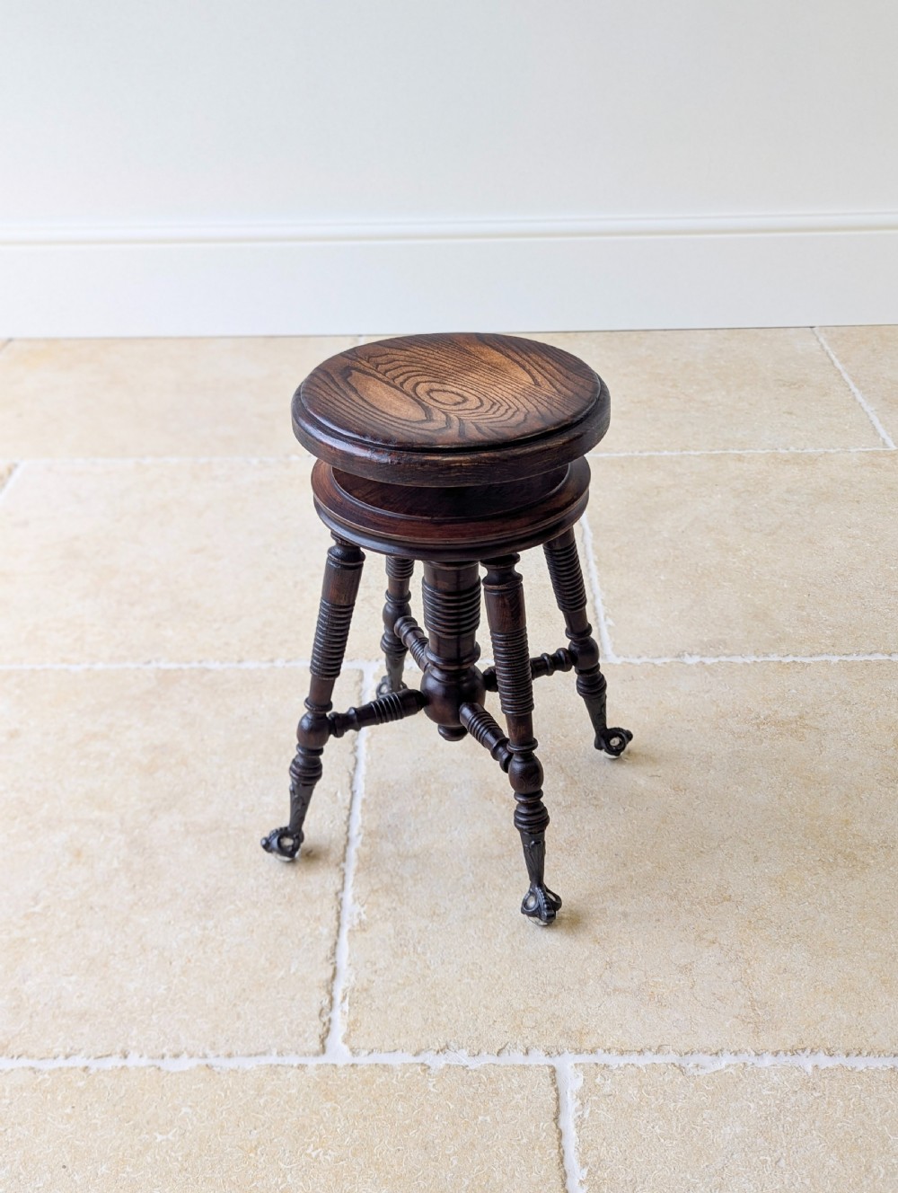 Antique Victorian American Adjustable Piano Stool c.1890 View VI