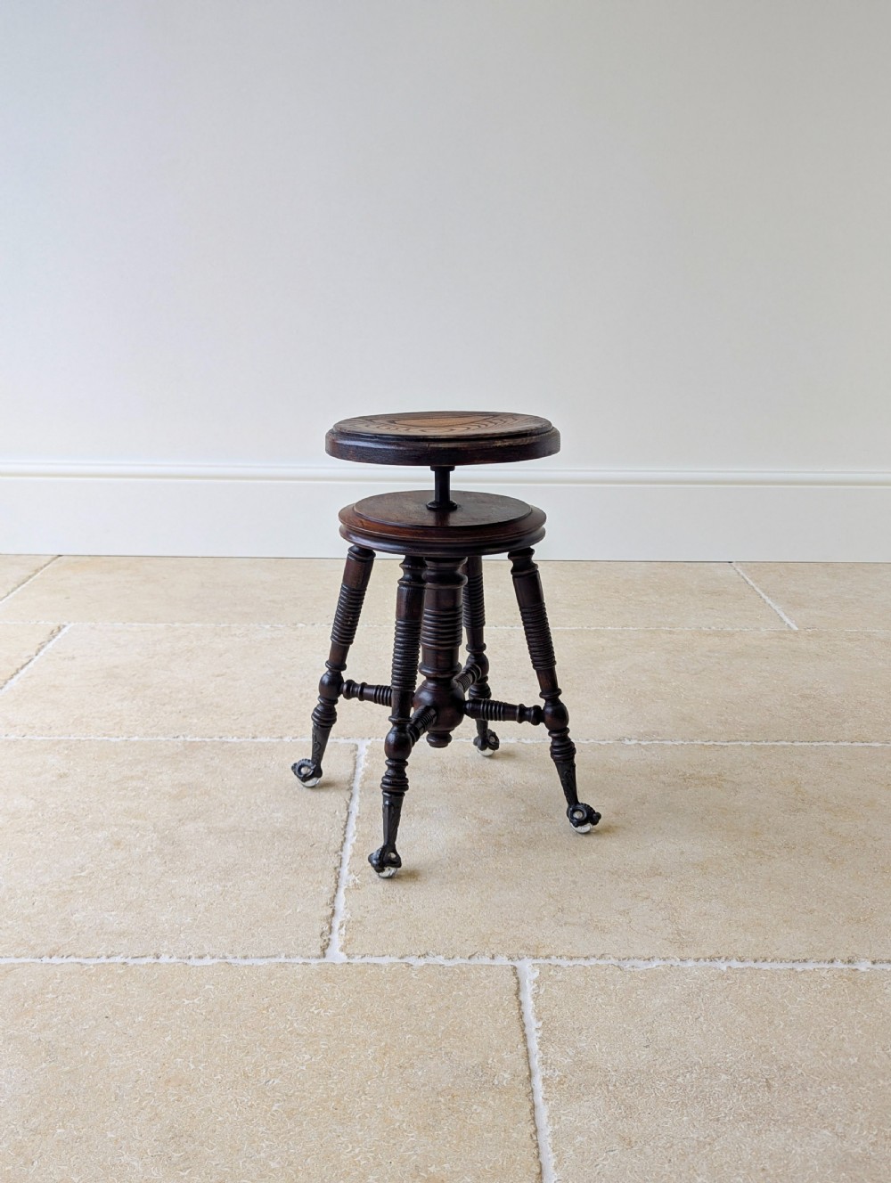 Antique Victorian American Adjustable Piano Stool c.1890 View VII