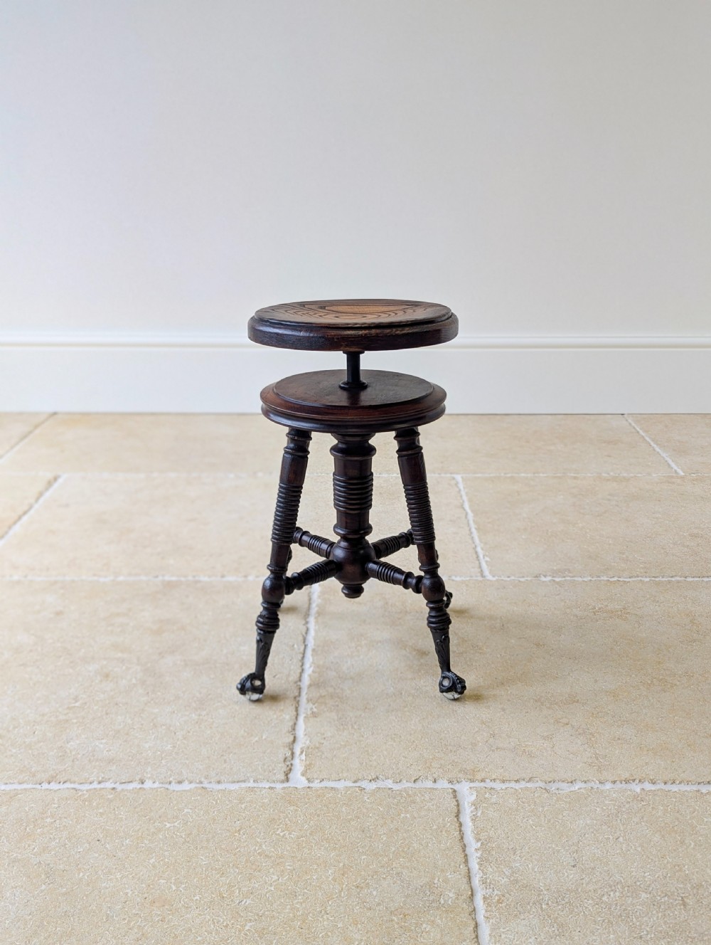 Antique Victorian American Adjustable Piano Stool c.1890 View IX