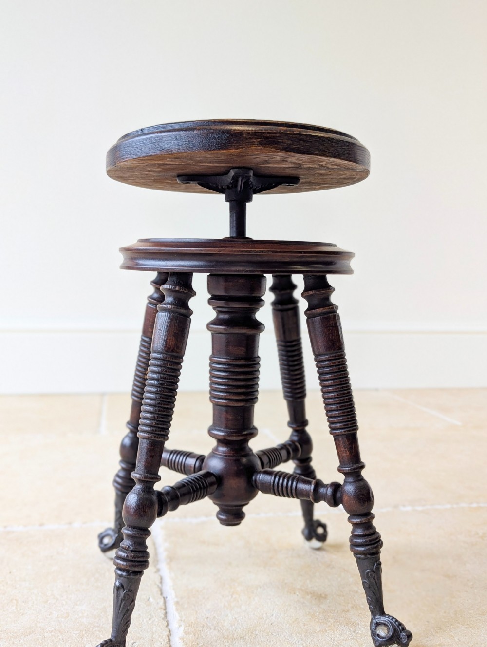 Antique Victorian American Adjustable Piano Stool c.1890 View X