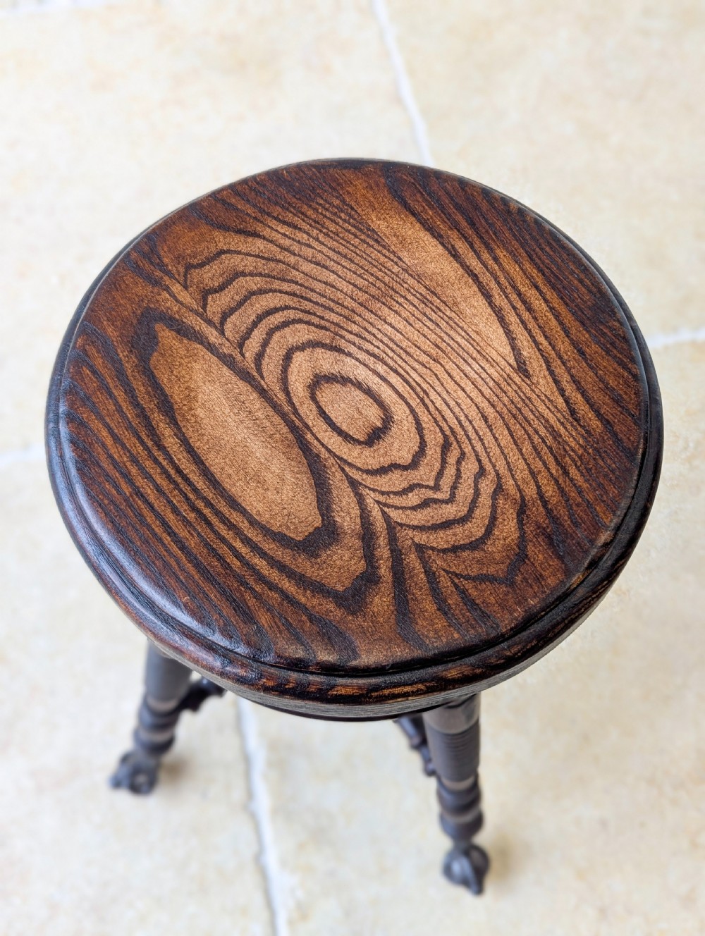 Antique Victorian American Adjustable Piano Stool c.1890 View XI