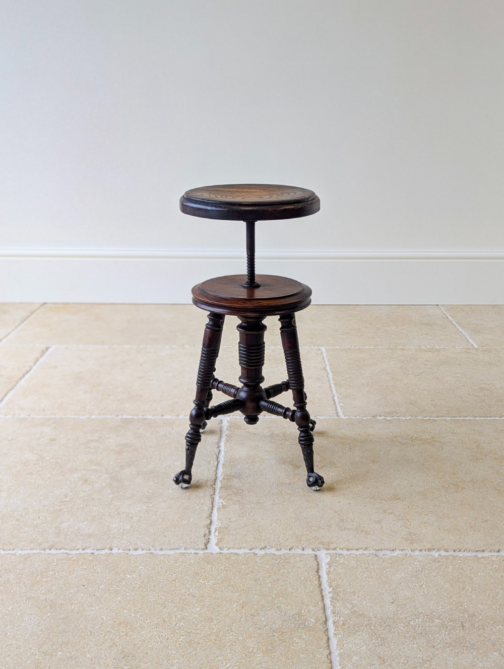 Antique Victorian American Adjustable Piano Stool c.1890 View XII