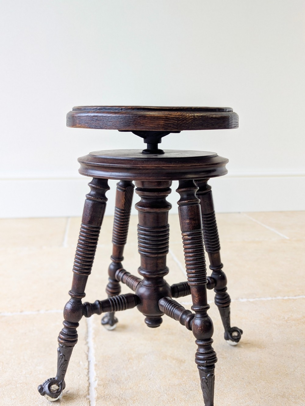 Antique Victorian American Adjustable Piano Stool c.1890 View XV