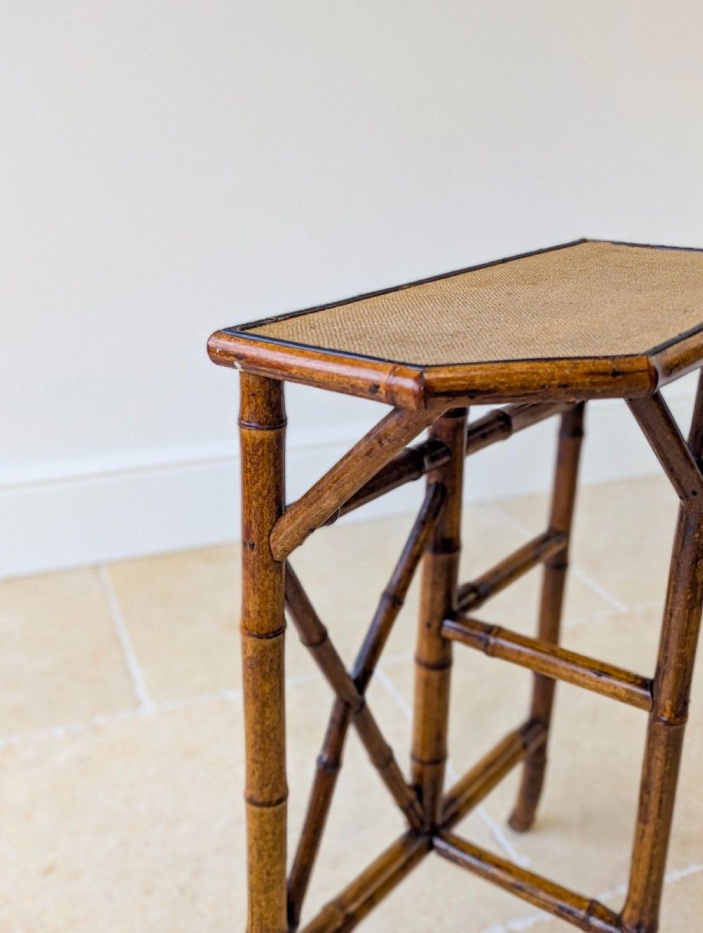 Antique Victorian Bamboo Side Table c.1890 View V