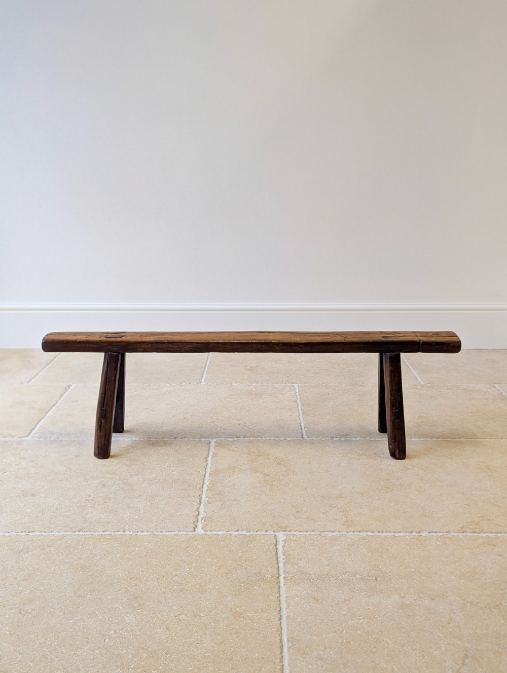 Antique Mid 19th Century Elm Vernacular Bench View II