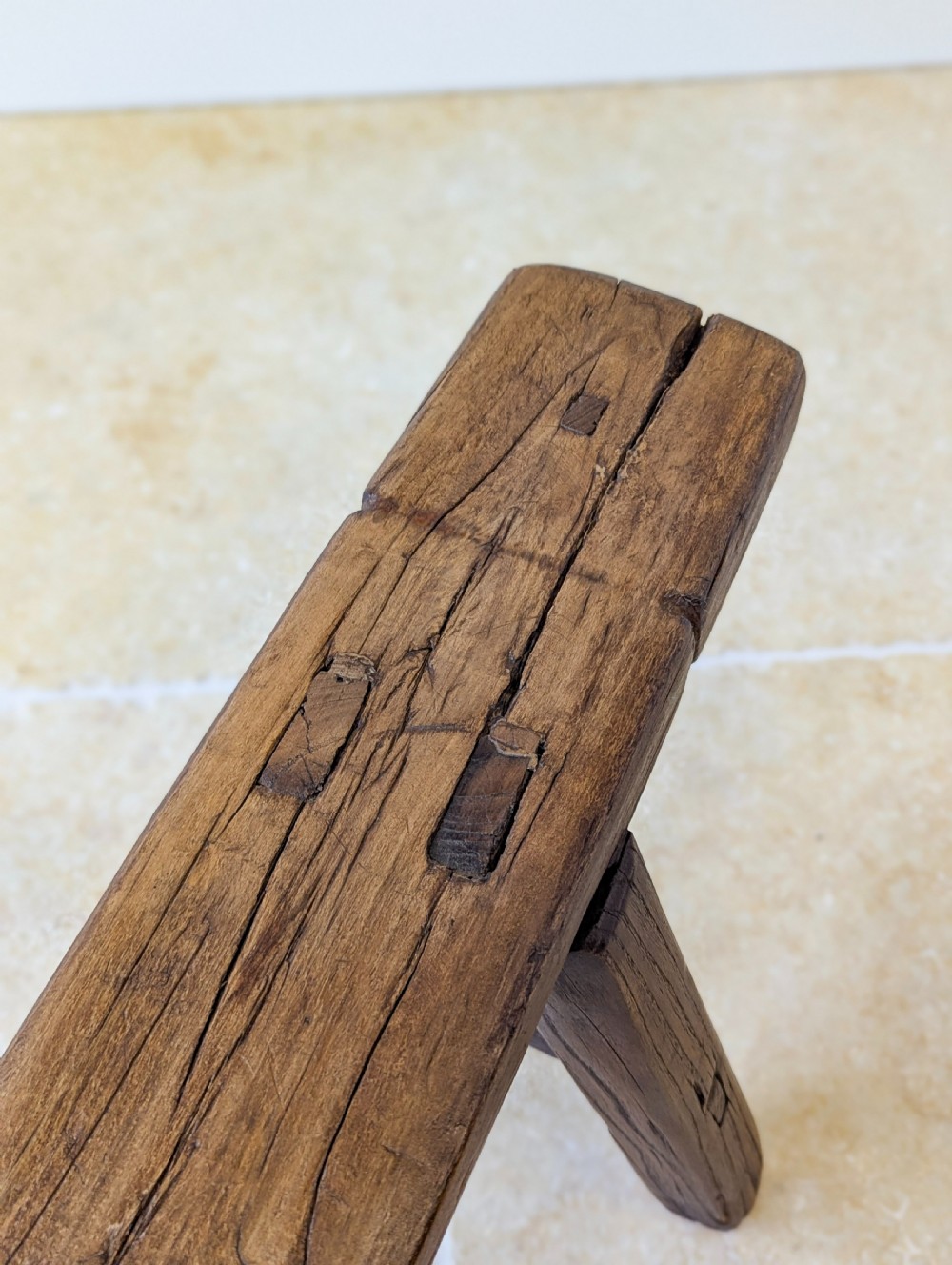 Antique Mid 19th Century Elm Vernacular Bench View VII