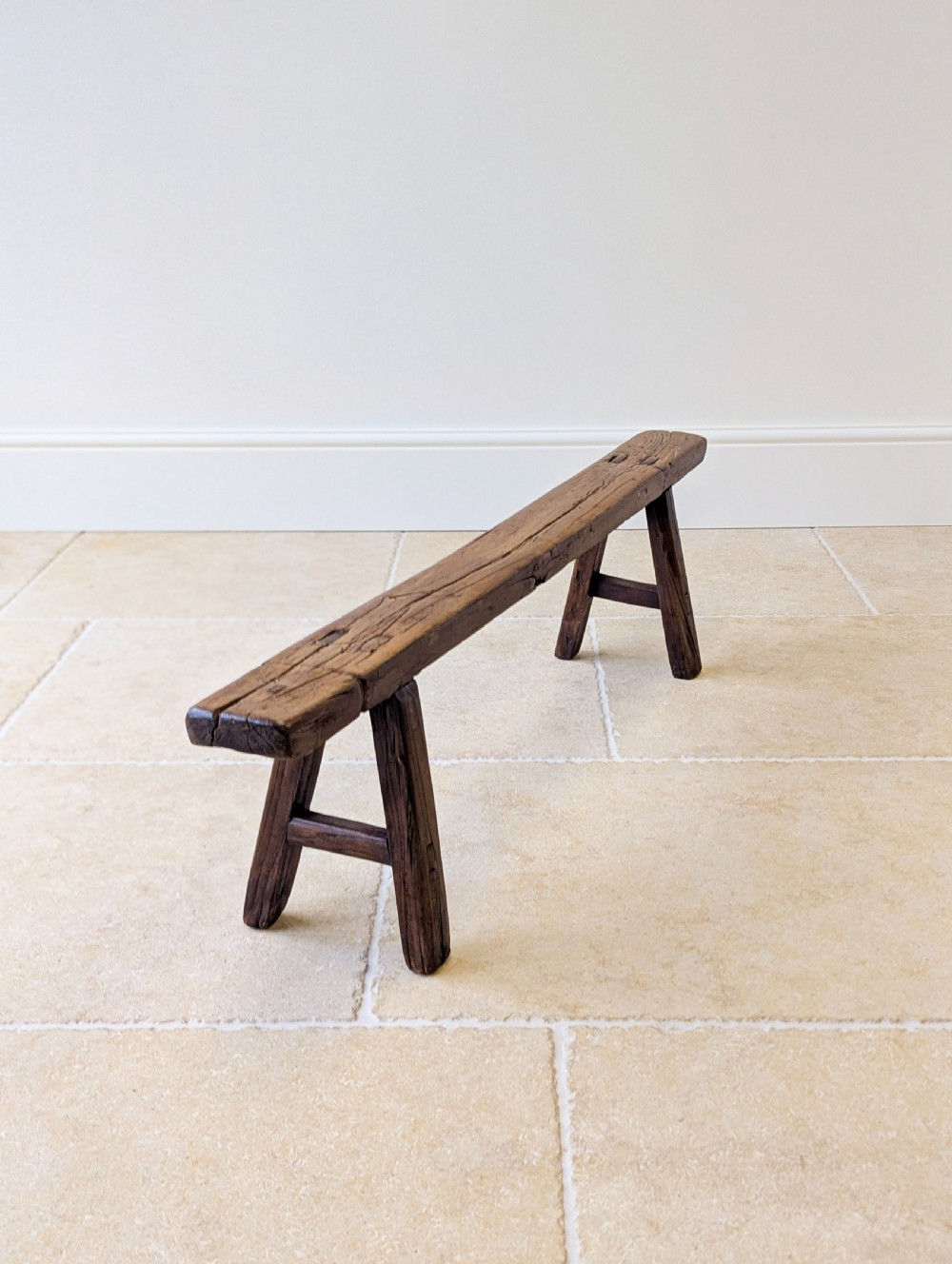 Antique Mid 19th Century Elm Vernacular Bench View XIII