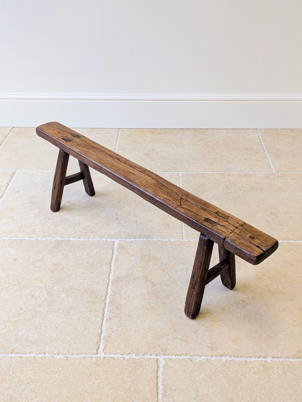 Antique Mid 19th Century Elm Vernacular Bench View XIV