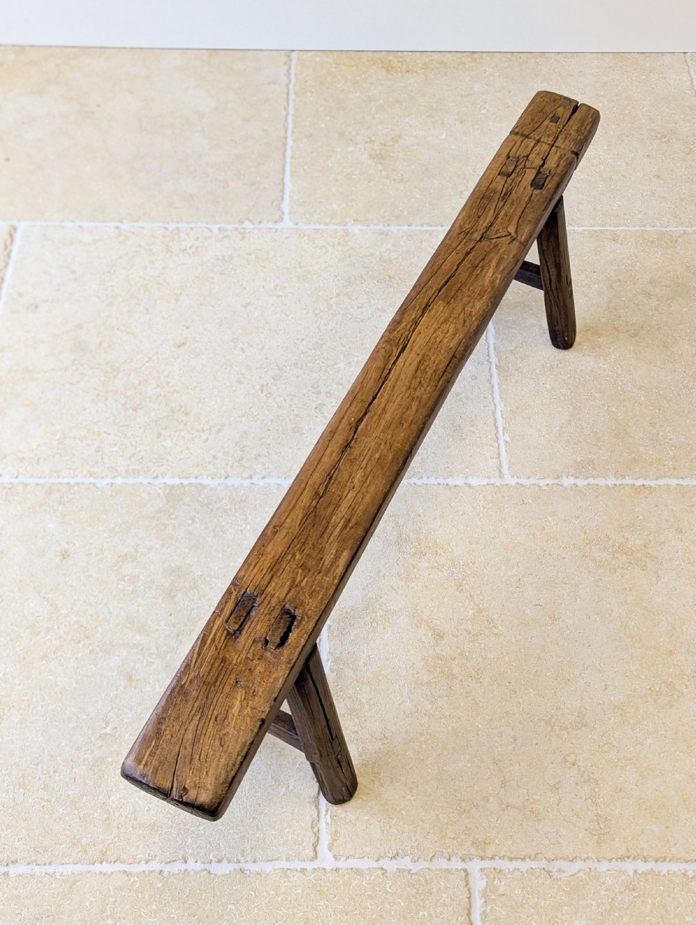 Antique Mid 19th Century Elm Vernacular Bench View XVI