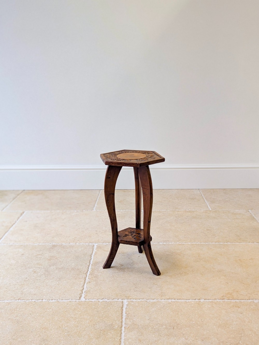 Antique Edwardian Walnut Tripod Plant Stand c.1910 View II