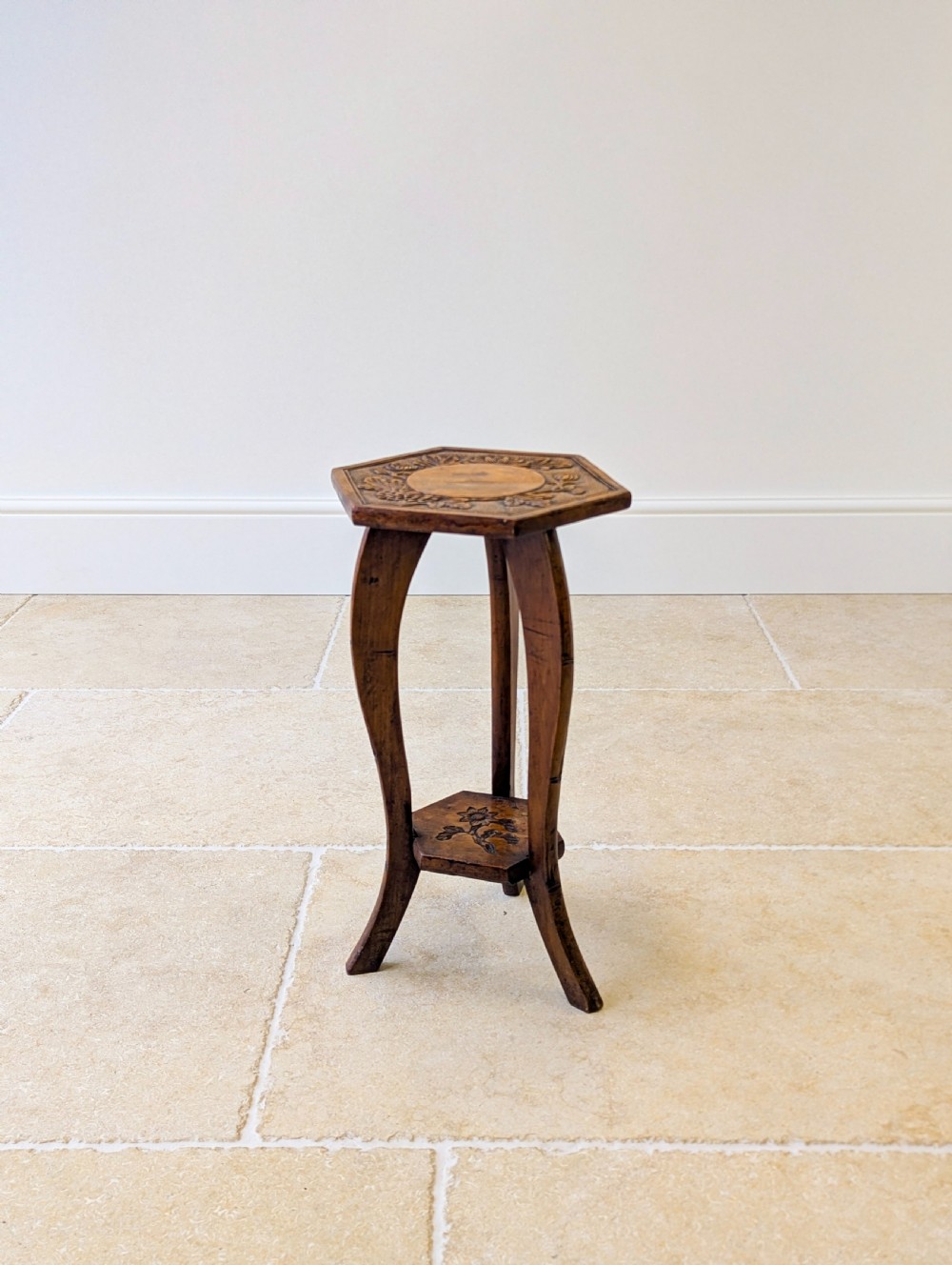Antique Edwardian Walnut Tripod Plant Stand c.1910 View IV