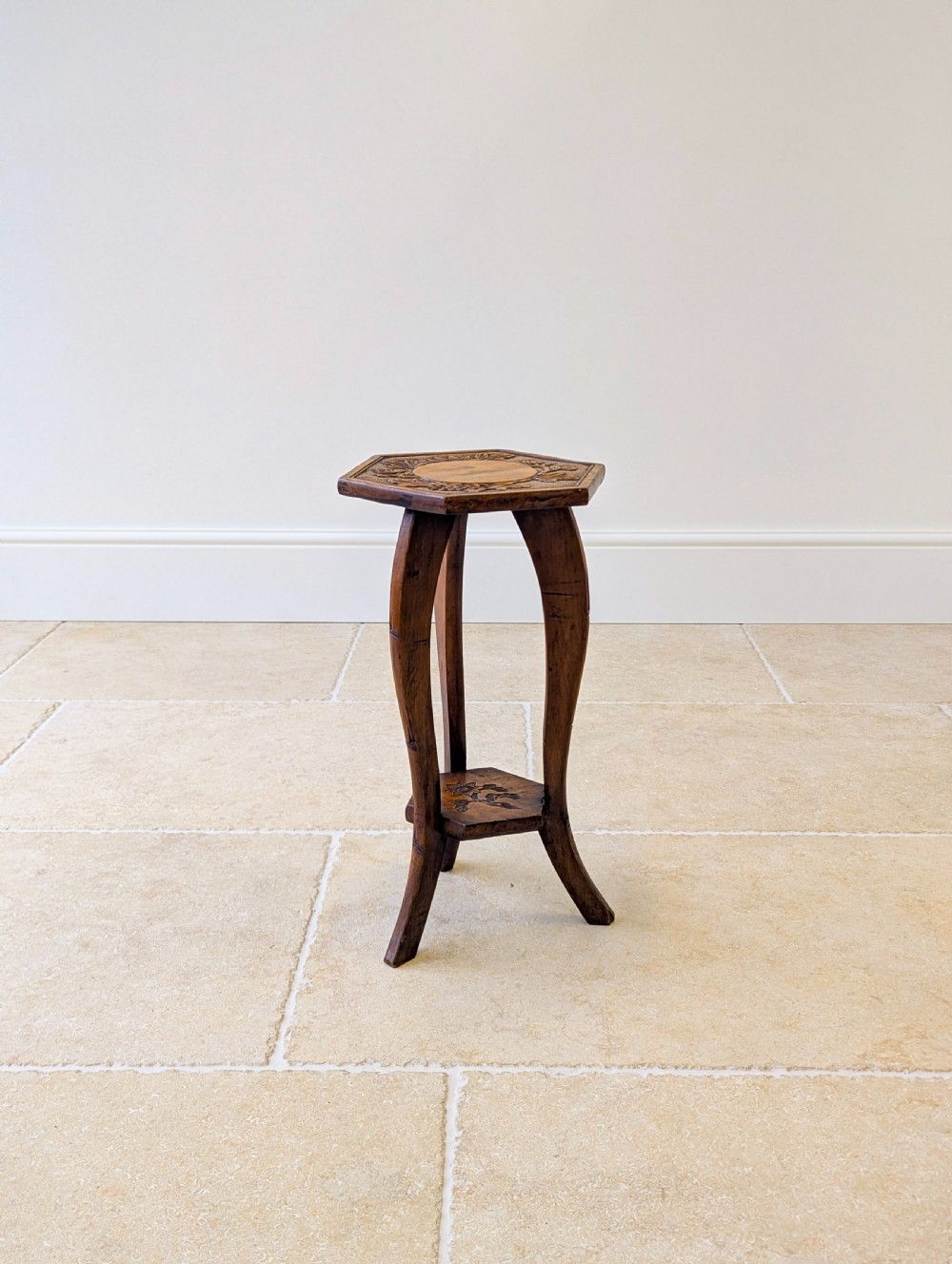Antique Edwardian Walnut Tripod Plant Stand c.1910 View VI