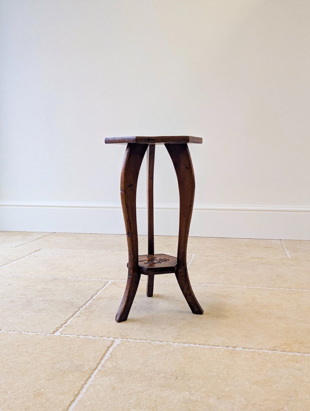 Antique Edwardian Walnut Tripod Plant Stand c.1910 View VII