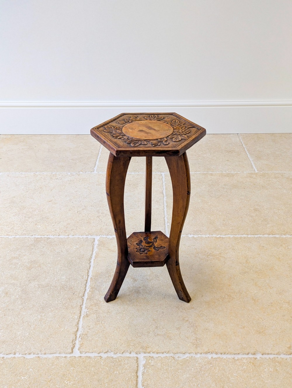 Antique Edwardian Walnut Tripod Plant Stand c.1910 View IX