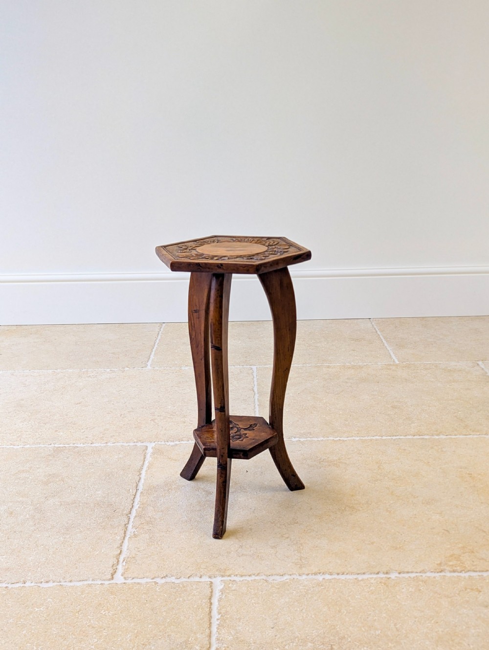 Antique Edwardian Walnut Tripod Plant Stand c.1910 View XII