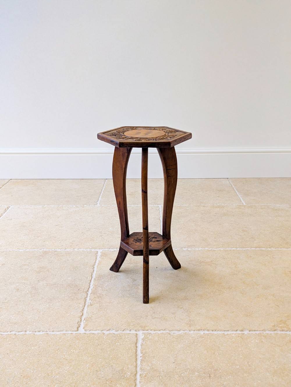 Antique Edwardian Walnut Tripod Plant Stand c.1910 View XIV