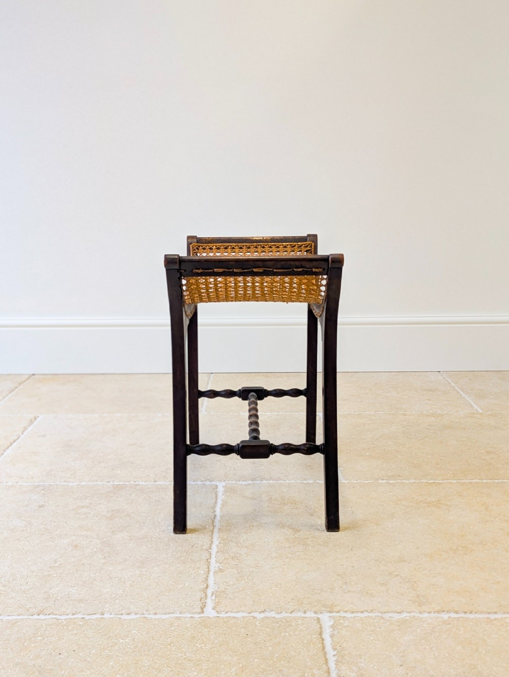 Antique Edwardian Oak Caned Dressing Table Stool c.1910 View X