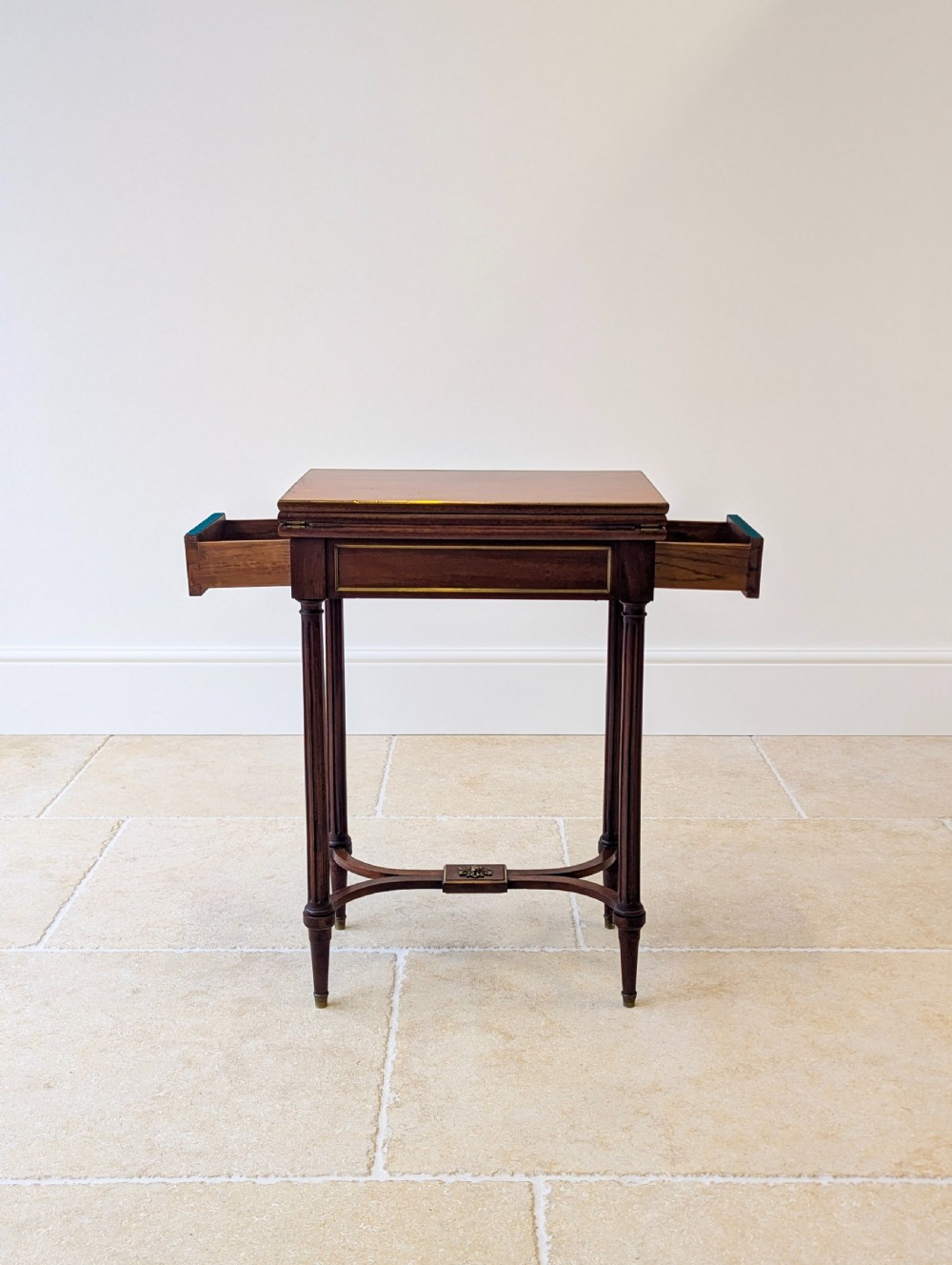 Antique Victorian Mahogany Triple-Top Folding Card Table c.1880 View VII