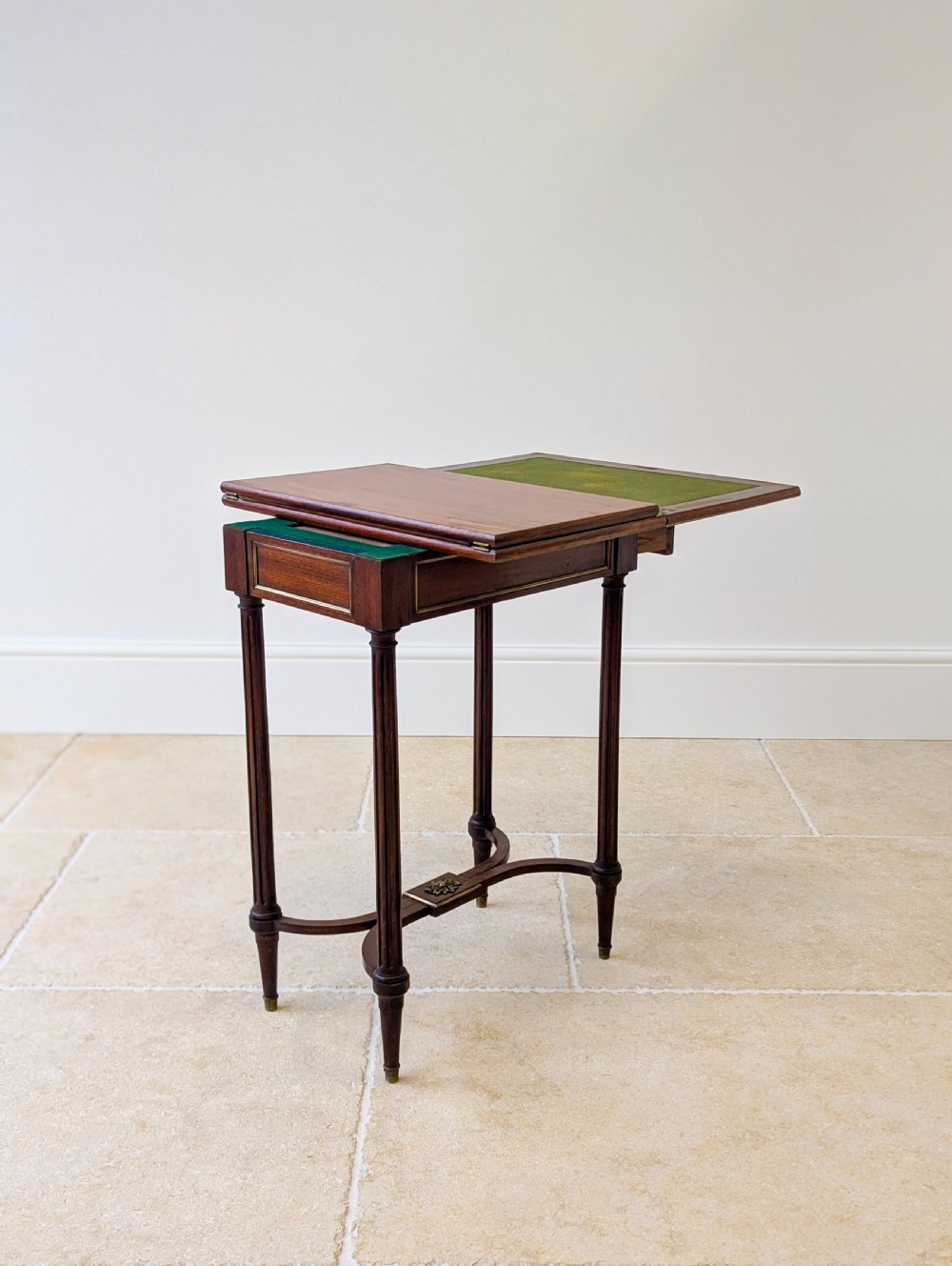 Antique Victorian Mahogany Triple-Top Folding Card Table c.1880 View XIII