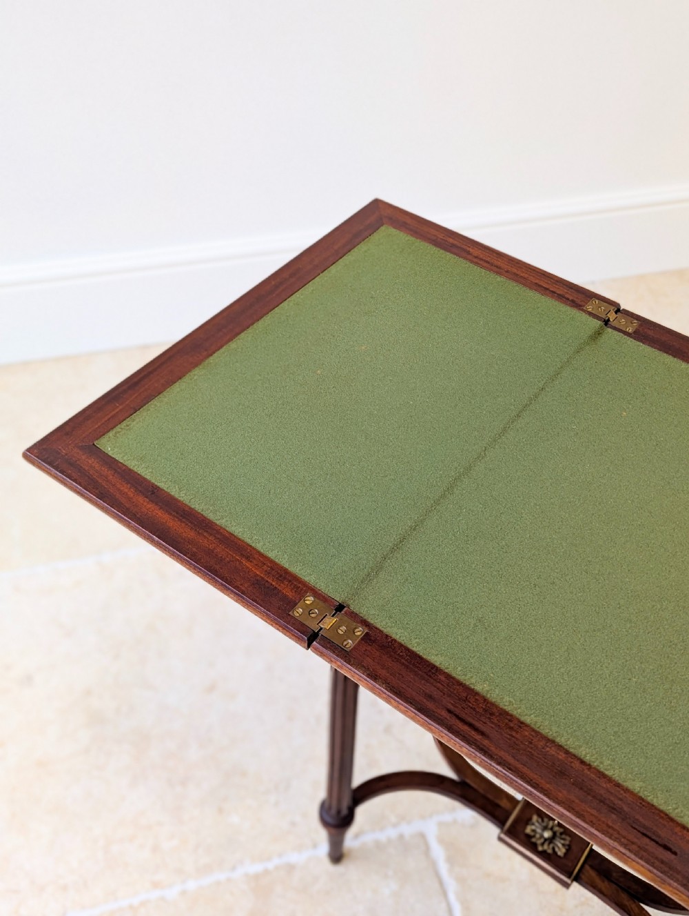 Antique Victorian Mahogany Triple-Top Folding Card Table c.1880 View XVI