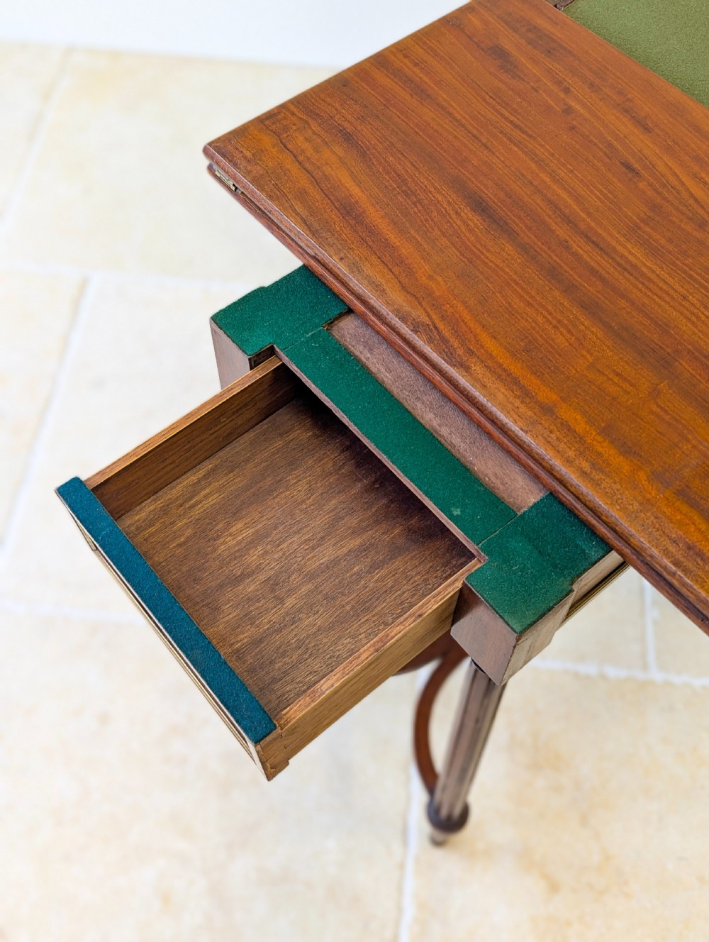 Antique Victorian Mahogany Triple-Top Folding Card Table c.1880 View XIX