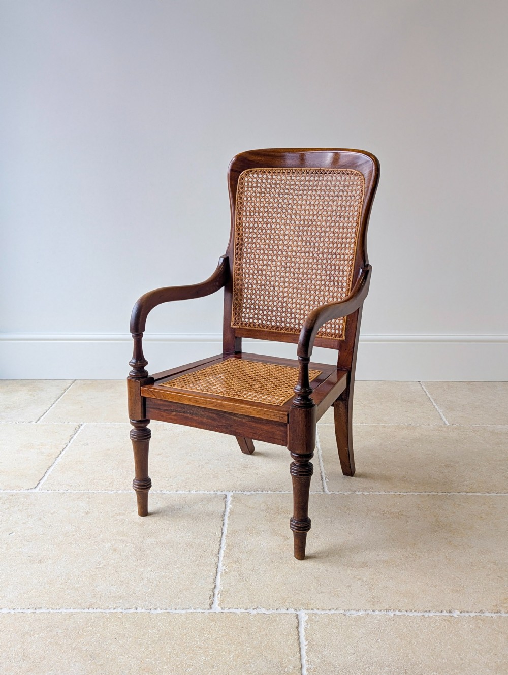 Antique Victorian Mahogany Caned Occasional Armchair c.1890