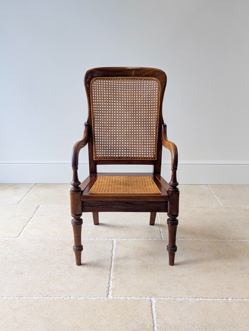 Antique Victorian Mahogany Caned Occasional Armchair c.1890 View III