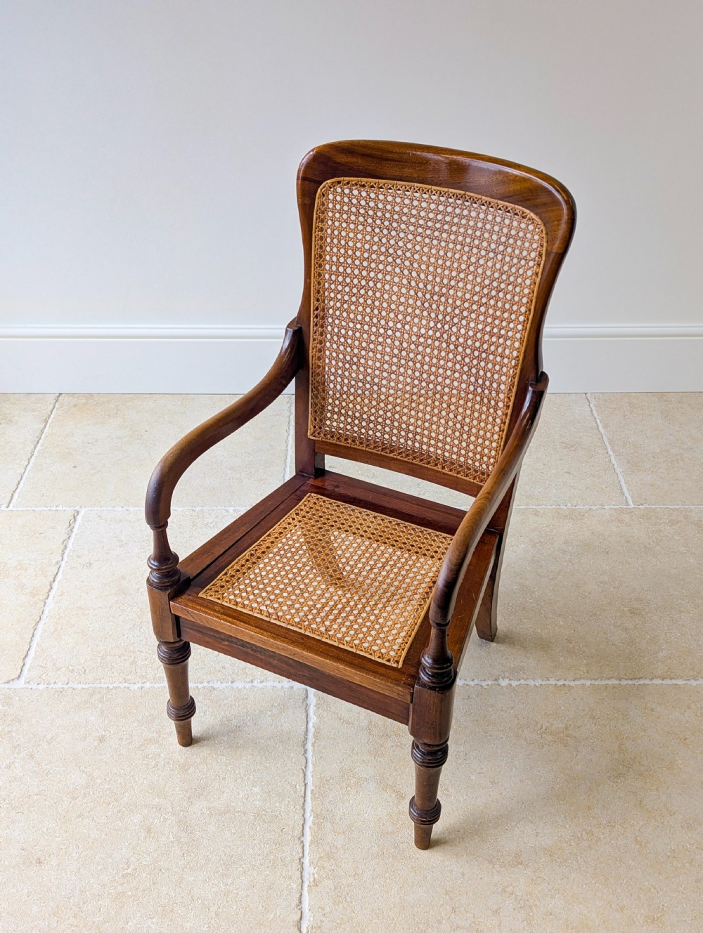 Antique Victorian Mahogany Caned Occasional Armchair c.1890 View V