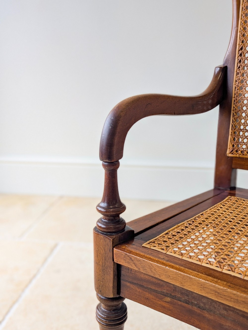 Antique Victorian Mahogany Caned Occasional Armchair c.1890 View VIII