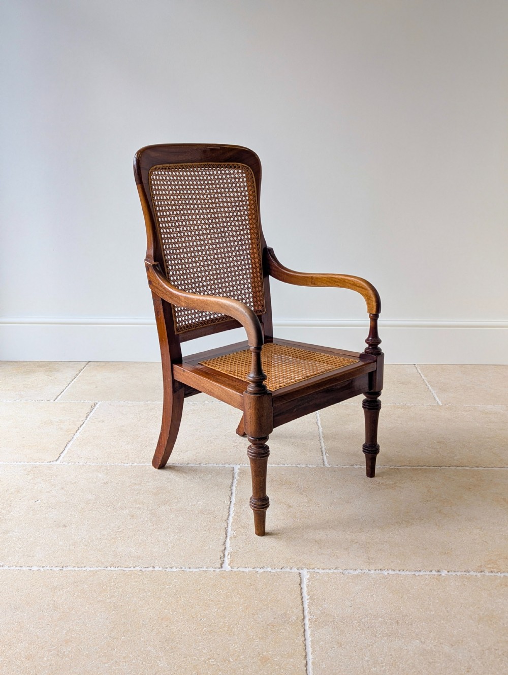 Antique Victorian Mahogany Caned Occasional Armchair c.1890 View IX