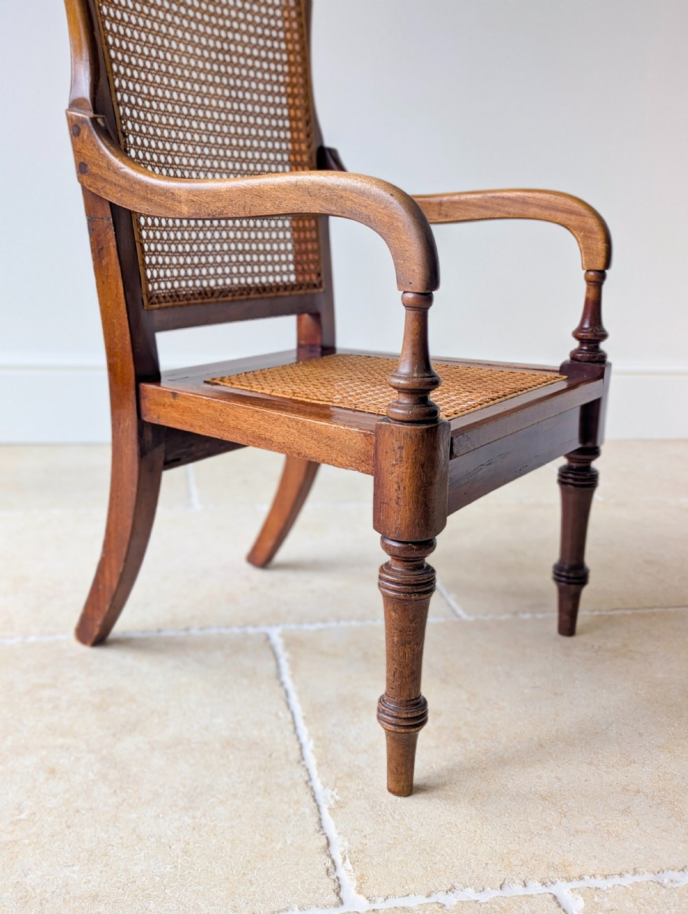 Antique Victorian Mahogany Caned Occasional Armchair c.1890 View X