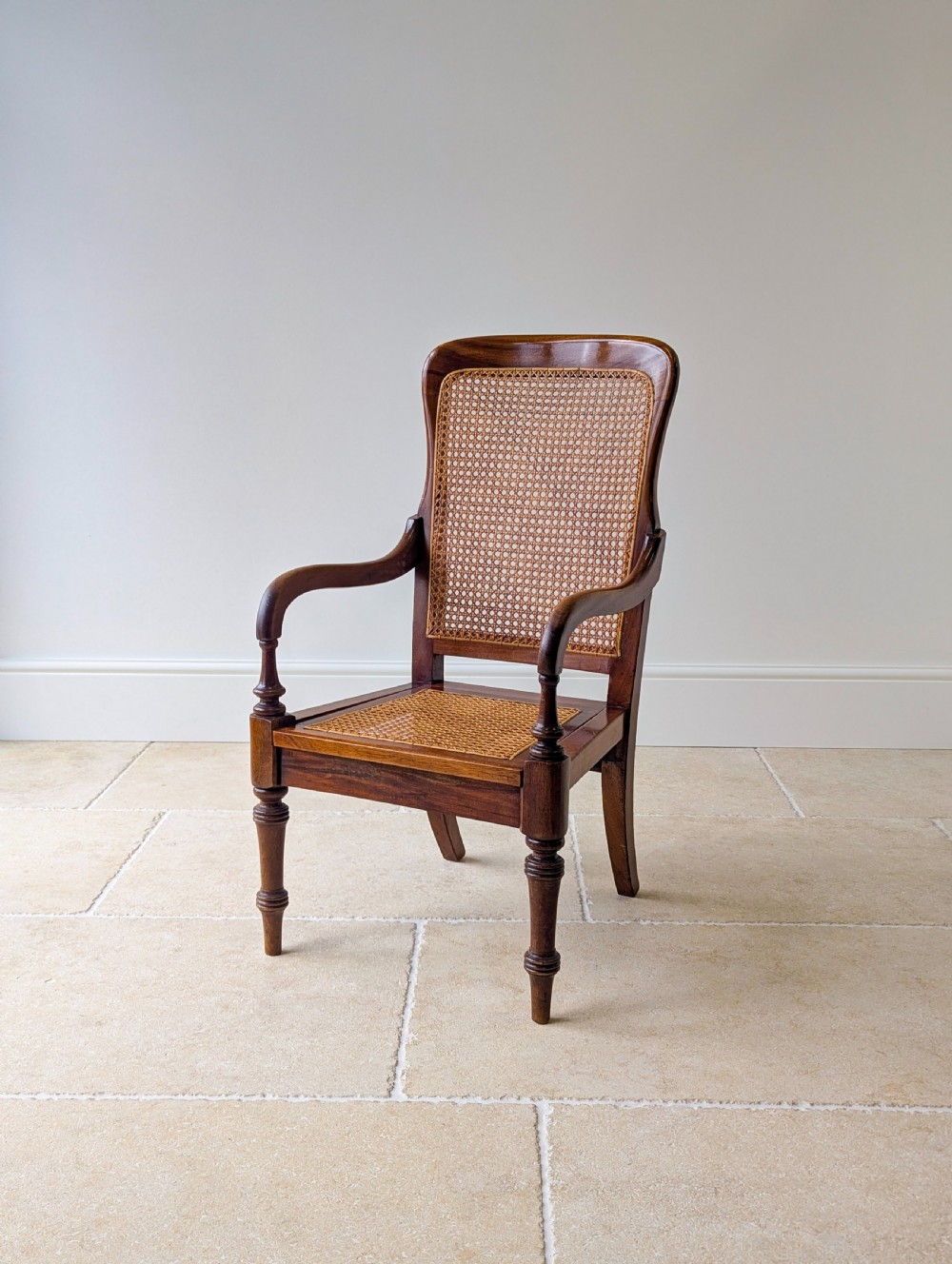 Antique Victorian Mahogany Caned Occasional Armchair c.1890 View XI