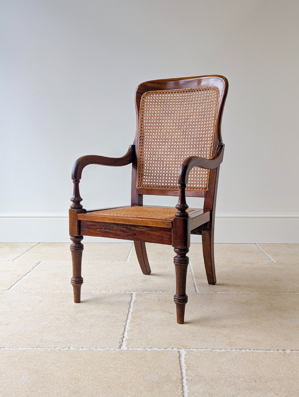 Antique Victorian Mahogany Caned Occasional Armchair c.1890 View XIII