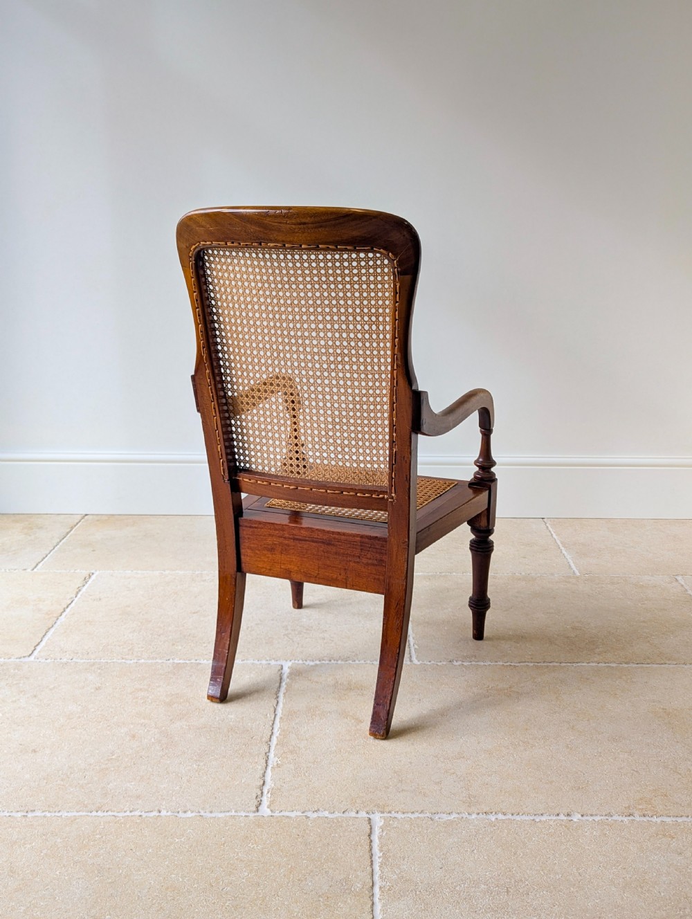 Antique Victorian Mahogany Caned Occasional Armchair c.1890 View XIV