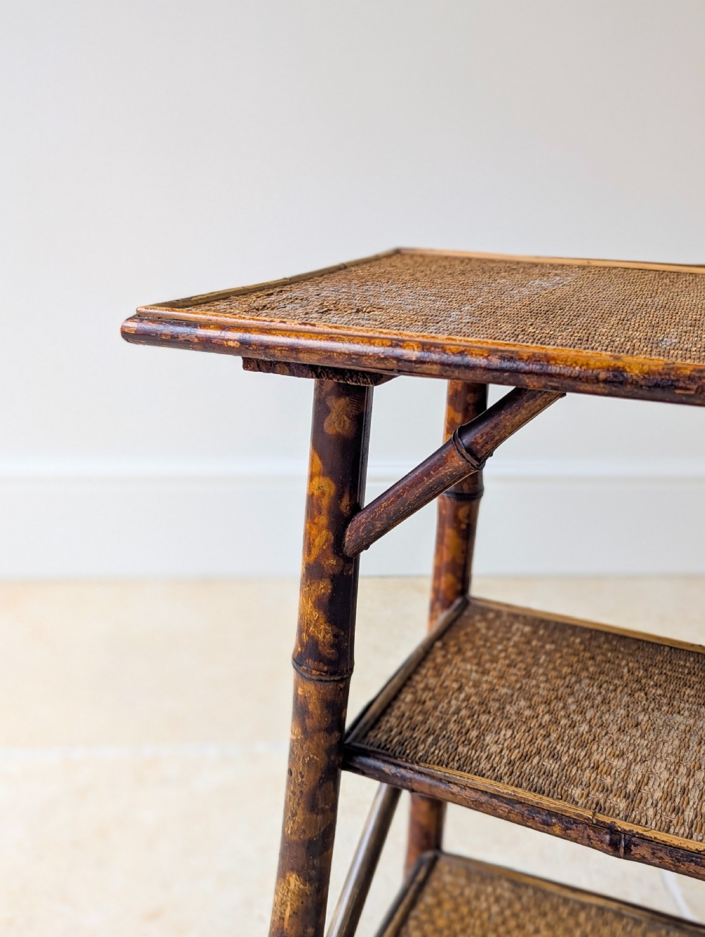 Antique Victorian Bamboo Three-Tier Occasional Table c.1890 View III