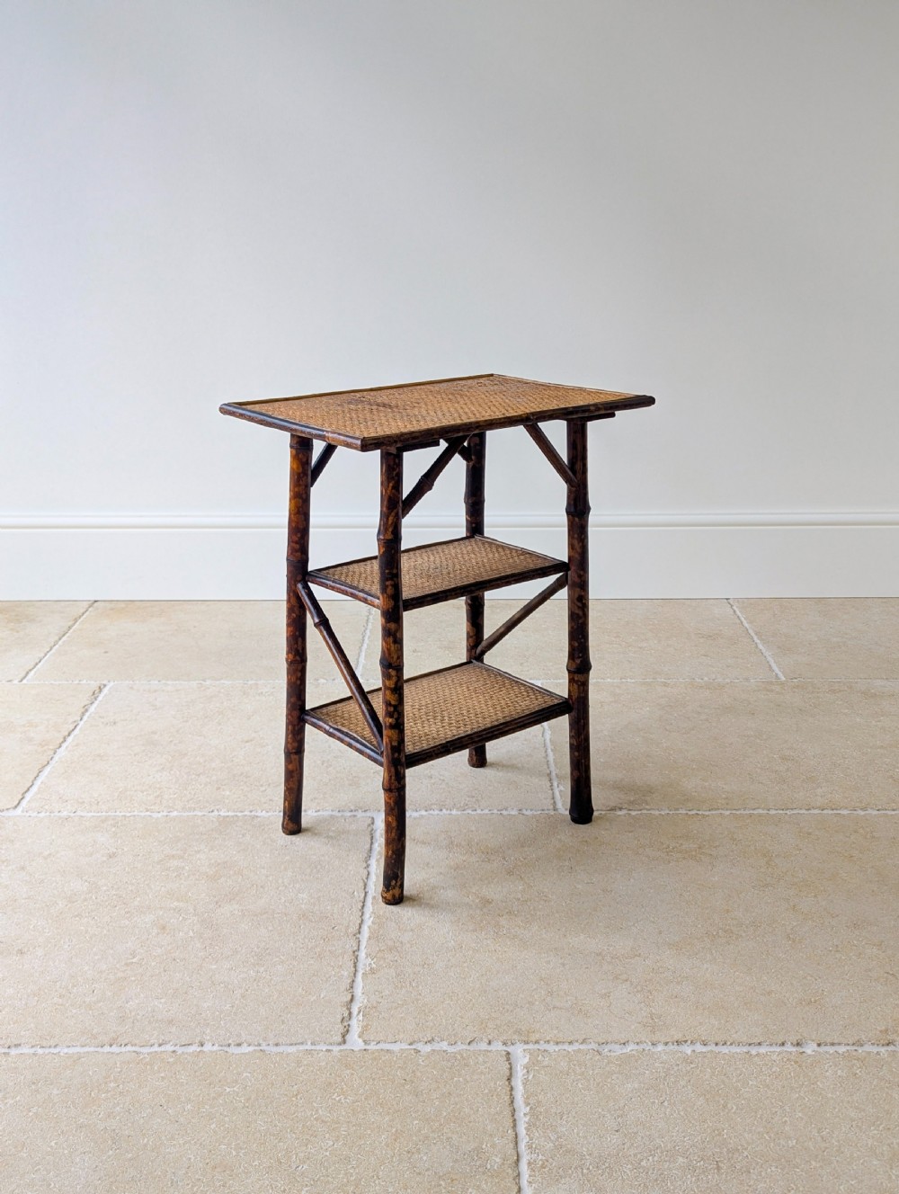 Antique Victorian Bamboo Three-Tier Occasional Table c.1890 View IV