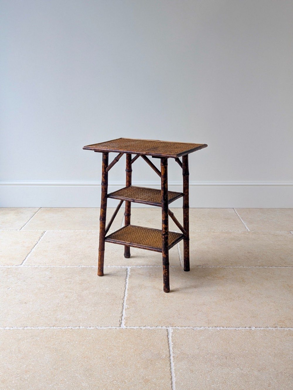 Antique Victorian Bamboo Three-Tier Occasional Table c.1890 View VIII