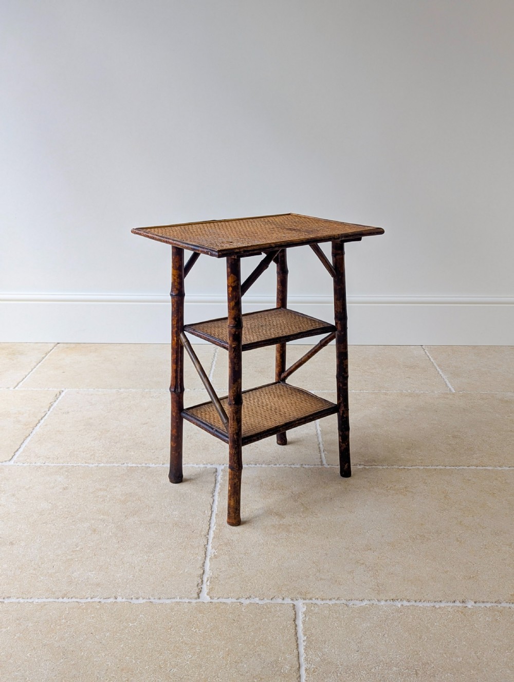 Antique Victorian Bamboo Three-Tier Occasional Table c.1890 View XII