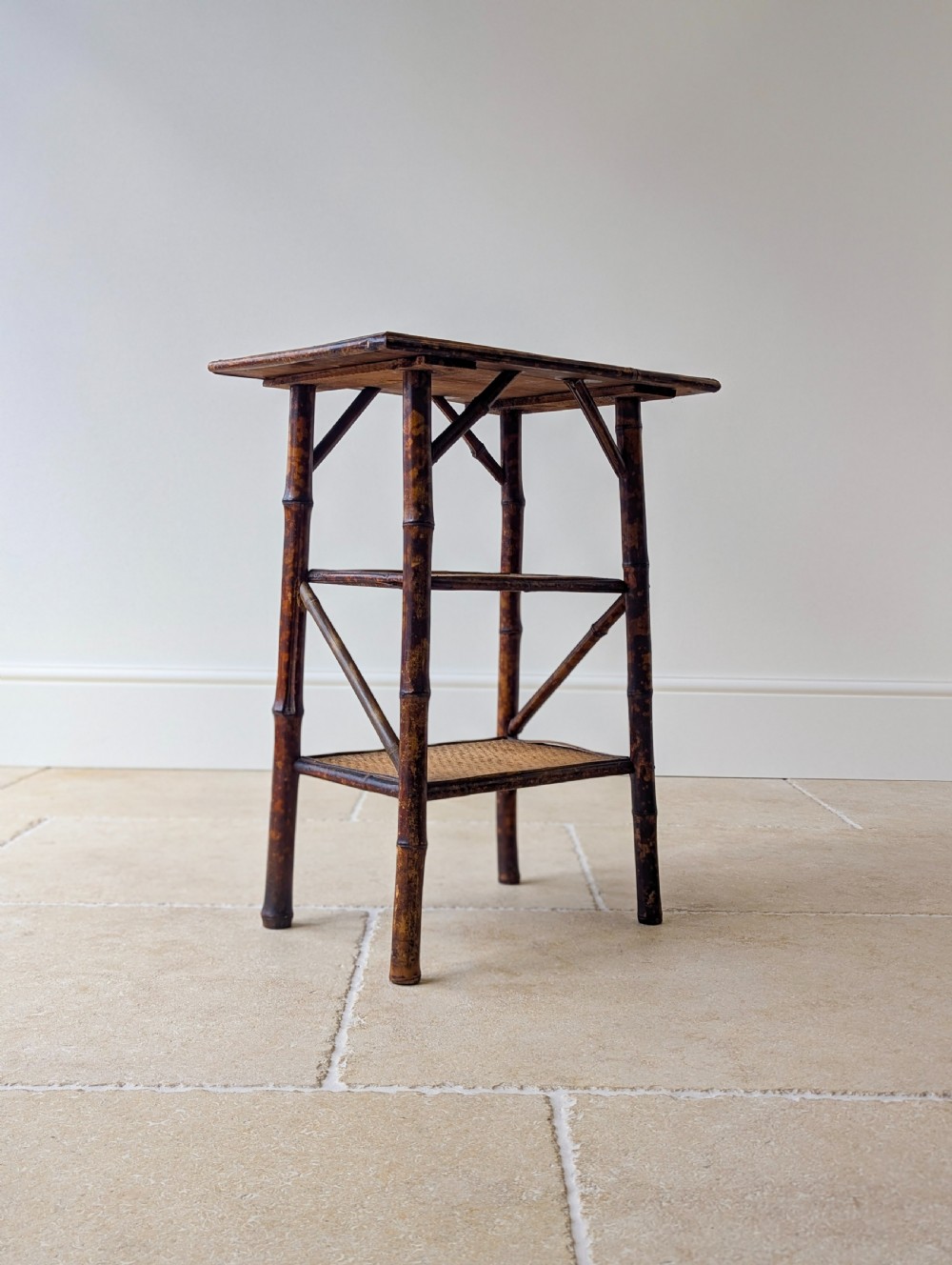 Antique Victorian Bamboo Three-Tier Occasional Table c.1890 View XIV