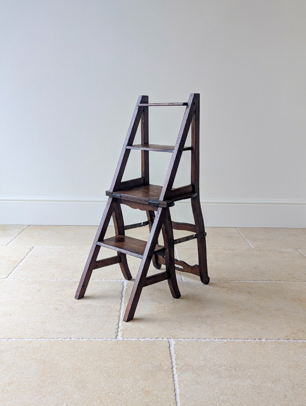 Antique Victorian Oak Metamorphic Library Chair / Steps c.1895 View II