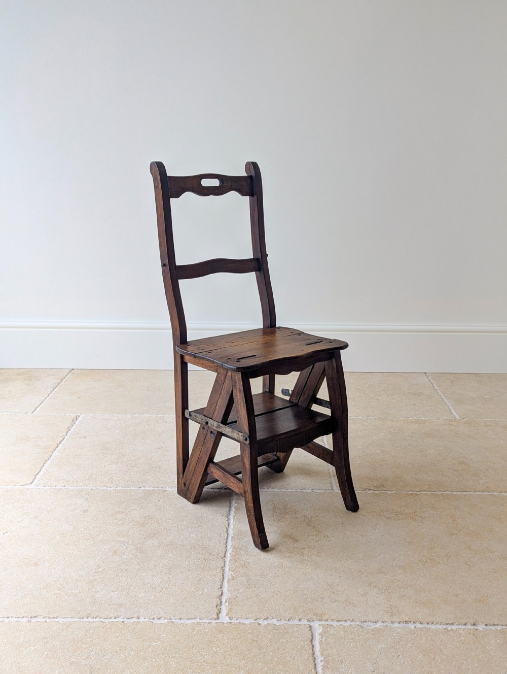 Antique Victorian Oak Metamorphic Library Chair / Steps c.1895 View III