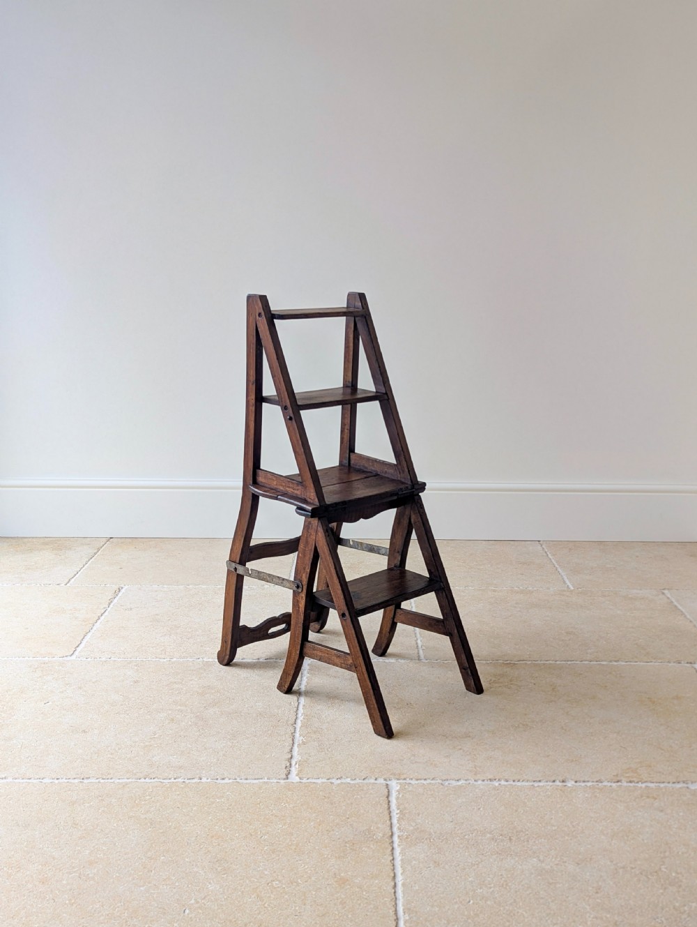 Antique Victorian Oak Metamorphic Library Chair / Steps c.1895 View IV