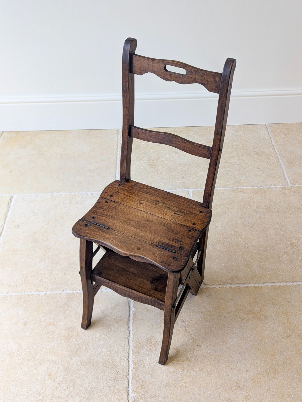 Antique Victorian Oak Metamorphic Library Chair / Steps c.1895 View V
