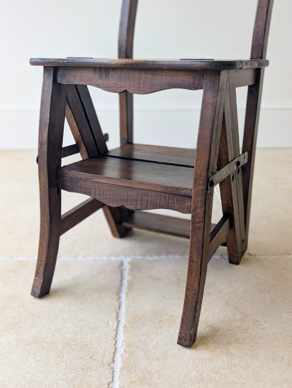 Antique Victorian Oak Metamorphic Library Chair / Steps c.1895 View VII