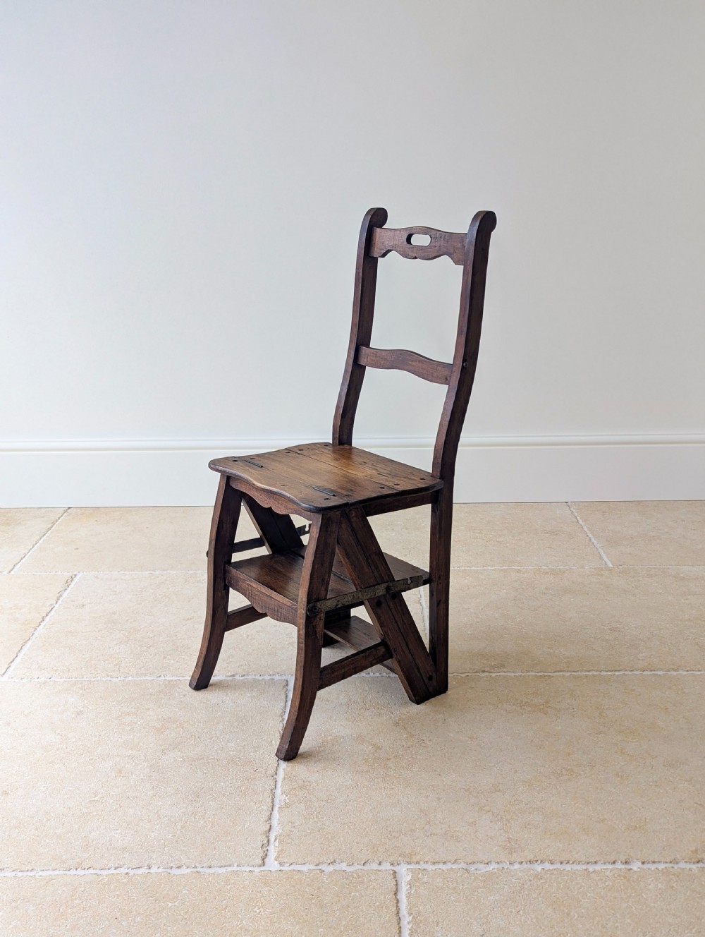 Antique Victorian Oak Metamorphic Library Chair / Steps c.1895 View X