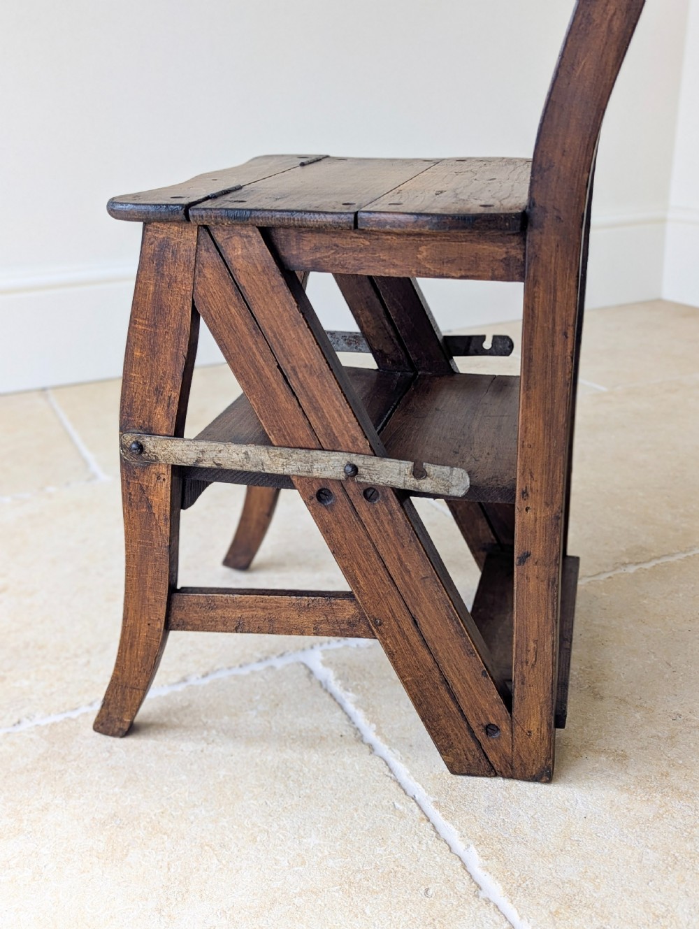 Antique Victorian Oak Metamorphic Library Chair / Steps c.1895 View XII